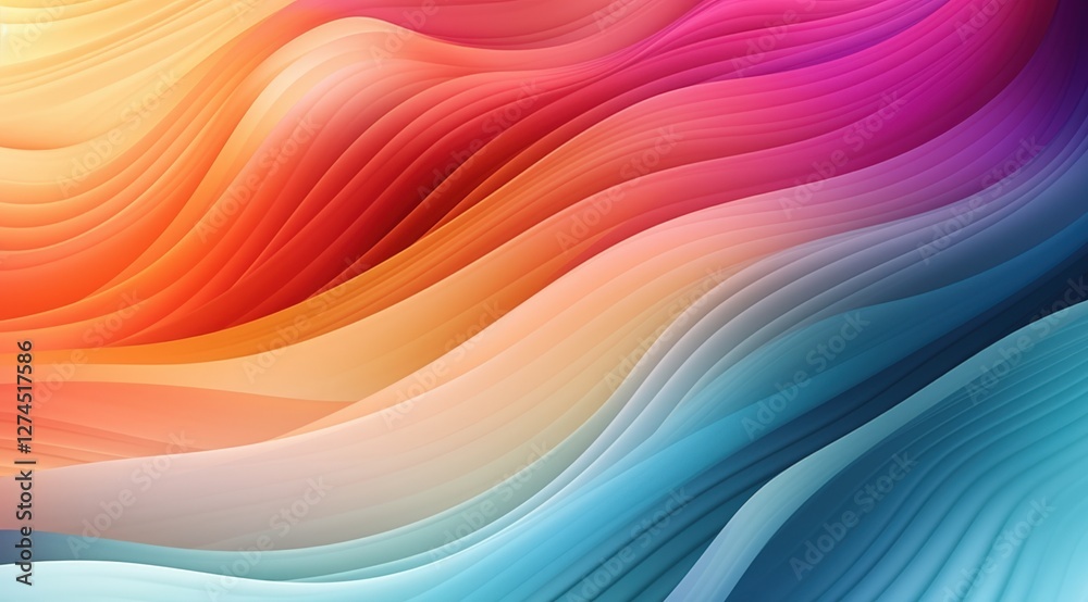 Wall mural abstract flowing layers creating vivid vibrant colors background for web design and digital art