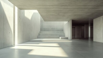 Obraz premium Sunlit Concrete Minimalist Architectural Interior Design