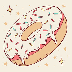 vector illustration of a funny cartoon donut