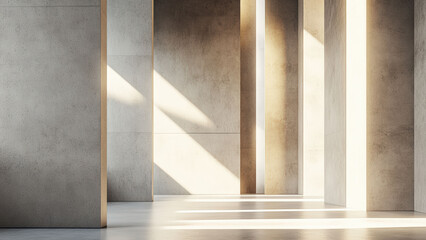 Obraz premium Off-White Wall Leaf Shadows: A neutral off-white wall and floor with subtle leaf shadows, suitable for minimalist and versatile product displays.