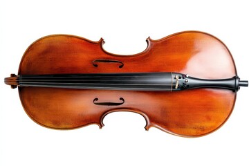 Fototapeta premium The artistry of craftsmanship shines through a beautifully crafted cello resting on a white surface isolated on transparent background