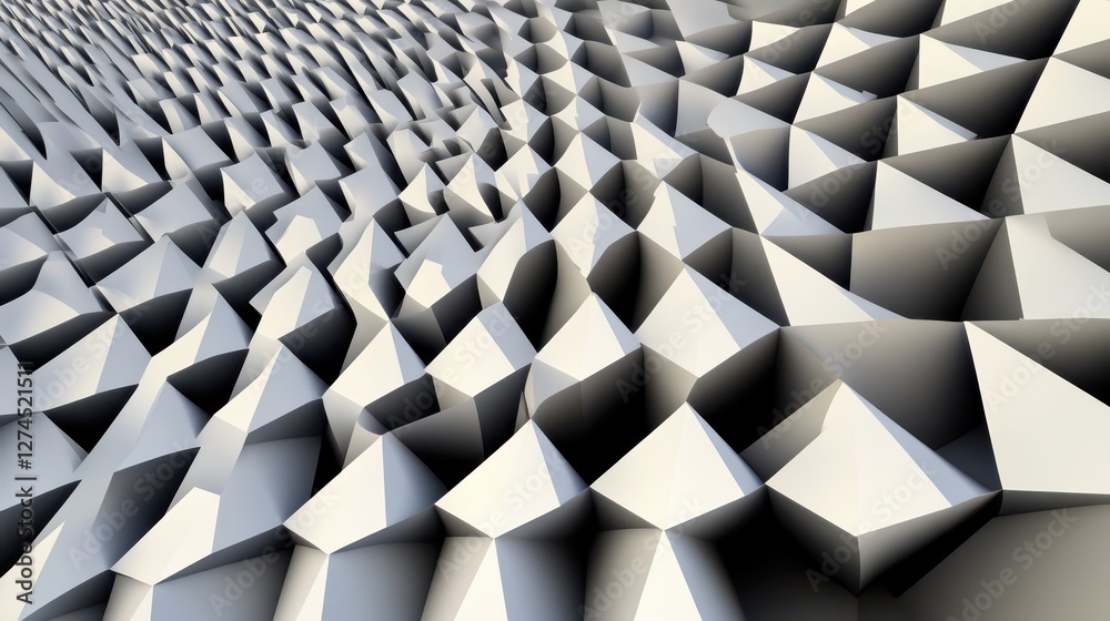 Fototapete Abstract geometric pattern showcasing a series of sharp triangular shapes in varying heights, creating depth and texture for visual interest in design contexts.