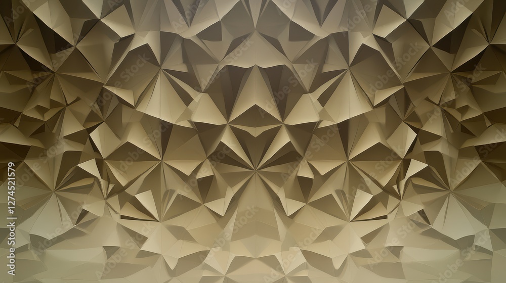 Fototapete Geometric Pattern with 3D Triangular Shapes in Neutral Tones for Abstract Background or Textured Design Elements