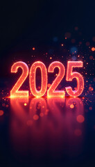 Sparkling 2025 New Year Numbers with Bokeh Lights, New Year