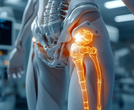 close up of a male mannequin 3D representation of the Hip pain.