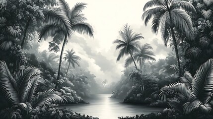 Hand-drawn jungle scenery high resolution hd picture