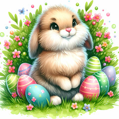Easter Bunny with Colourful Eggs