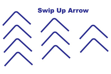 Swipe up, set of buttons for social media. Arrows, buttons and web icons for advertising and marketing in social media application. Scroll or swipe up. Vector