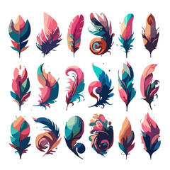 Artistic feathers in vibrant colors showcasing creativity and design for decorative purposes