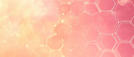 Abstract background featuring soft pink and orange hues with hexagonal patterns, suggesting a serene and modern atmosphere for creative projects