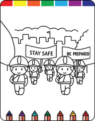 Simple and Easy Earthquake Coloring Sheet for Preschool and Kindergarten Students, Printable Earthquake Illustration for Kids Educational and Entertaining Coloring Page