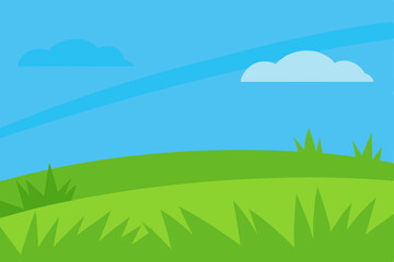 landscape with green grass and blue sky