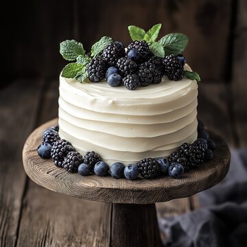 elicious looking cake on wooden table 