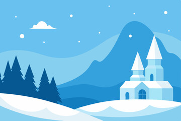 Fototapeta premium winter landscape with house