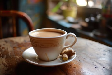 Obraz premium a cup of masala tea with a hint of ginger