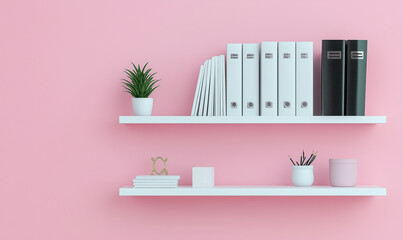 Sleek white wall-mounted shelf set against a pale pastel backdrop for contemporary design appeal