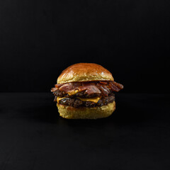 hamburger on black background