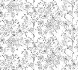 Заголовок	
Seamless floral pattern, black on a transparent background, a floral pattern with an intricate design reminiscent of prints on porcelain or fabric.	
