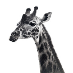 Naklejka premium Elegant giraffe portrait in serene setting showcasing intricate coat