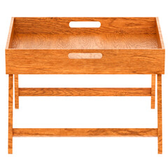 3d render wooden breakfast tray with transparent background