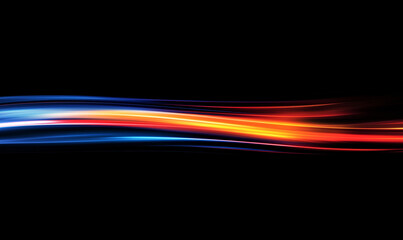 Dynamic Blue, Red, and Orange Light Streaks – A Vibrant Design Concept
