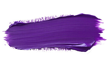 Fototapeta premium Purple paint brushstroke with smooth texture and bold edges isolated on white background. PNG