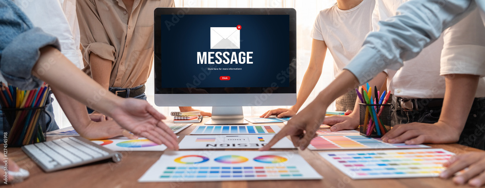 Aufkleber Email notification message showing on computer screen brisk. Digital marketing message information text from business to customer client