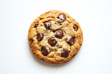 A warm chocolate chip cookie on a clean white surface, beckoning a sweet delight isolated on transparent background