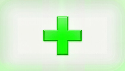 Fototapeta premium Green cross symbol on light background, health and wellness concept