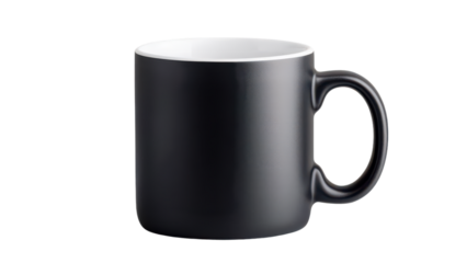 A Coffee Mug Set Angled at 45 Degrees, Revealing Both the Handle and Top Opening, Placed on a White Background or transparent background