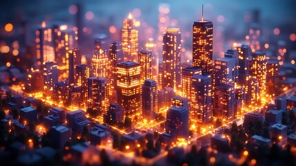 Metropolis lights modern skyline night high resolution hd image