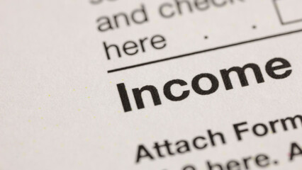 Fototapeta premium Close-up of a section of a tax form, clearly displaying the word 