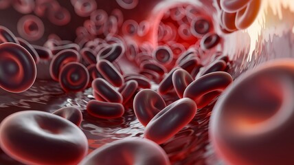 Obraz premium Red Blood Cells Flowing Through a Blood Vessel..