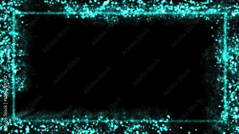 Wall mural turquoise particles flow frame on transparent background looped animation