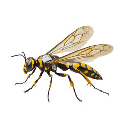 European paper wasp macro photography on white background