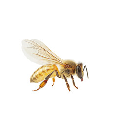Studio closeup of detailed honeybee anatomy on white background