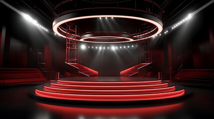 Modern circular stage vibrant neon display high resolution hd wallpaper