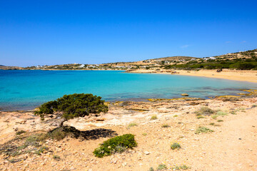 Koufonisia Fanos beach, one of the most popular beaches on the island of Koufonisi island. Small Cyclades, Greece