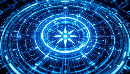 Fototapeta premium Futuristic Digital Interface – Blue Tech Navigation Concept