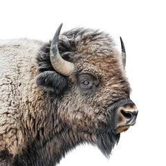 Majestic American bison in closeup with detailed fur