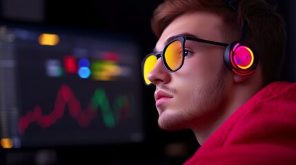 earnings visualization with pulsating digital frames and neon
