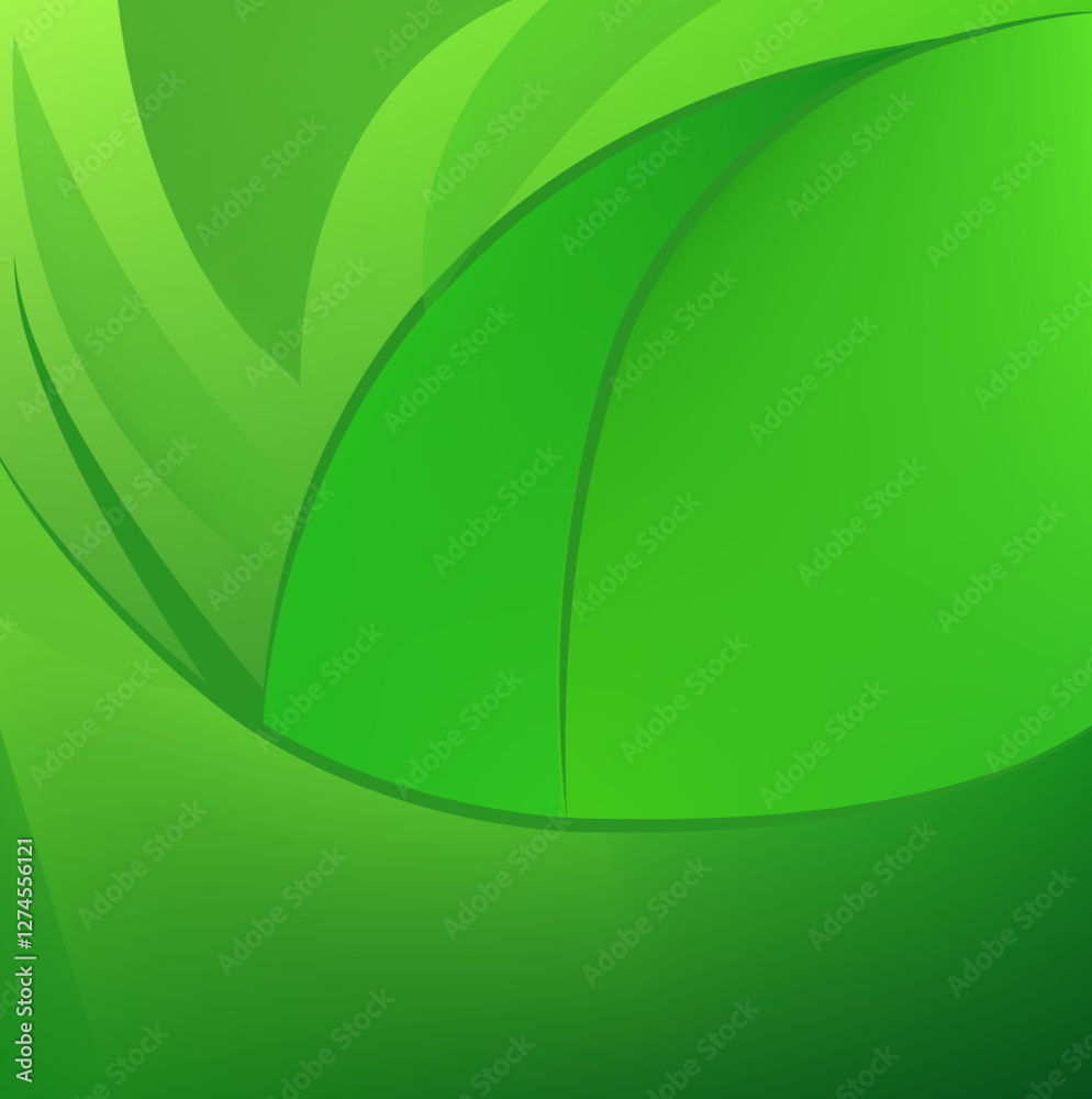 Wall mural abstract green gradient color curve lines background. wallpaper design