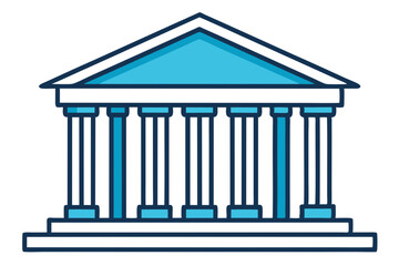 Fototapeta premium Iconic Bank Building with Greek Columns. Clean and Bold Outline