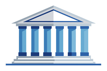 Obraz premium Iconic Bank Building with Greek Columns. Clean and Bold Outline