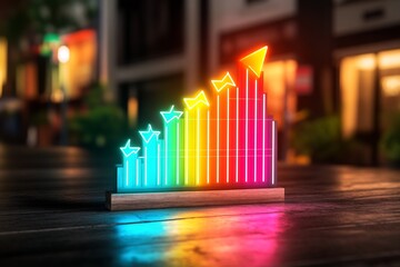 digital profit growth display with floating neon metrics