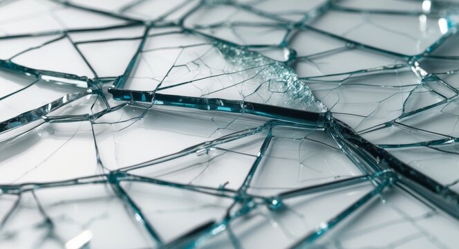 Clear checkered background visible through high resolution image of cracked glass.
