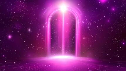 New space portal background with a glowing energy gateway to unknown galaxies. Luminous Metaphysical Energy. Illustration