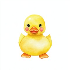 Charming watercolor duckling illustration cozy studio art bright environment playful viewpoint whimsical concept, isolated on white background
