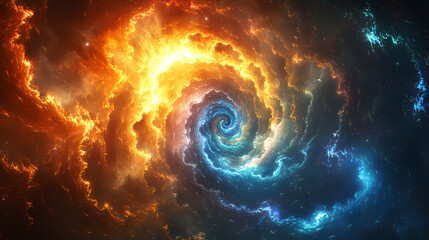 Fototapeta premium Vibrant rainbow spiral with dynamic swirling motion. Luminous Metaphysical Energy. Illustration