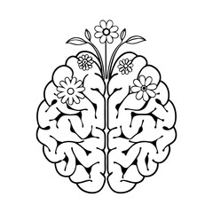 Flowers growing from a Brain